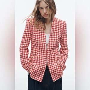 NWT ZARA Textured Houndstooth Blazer Jacket